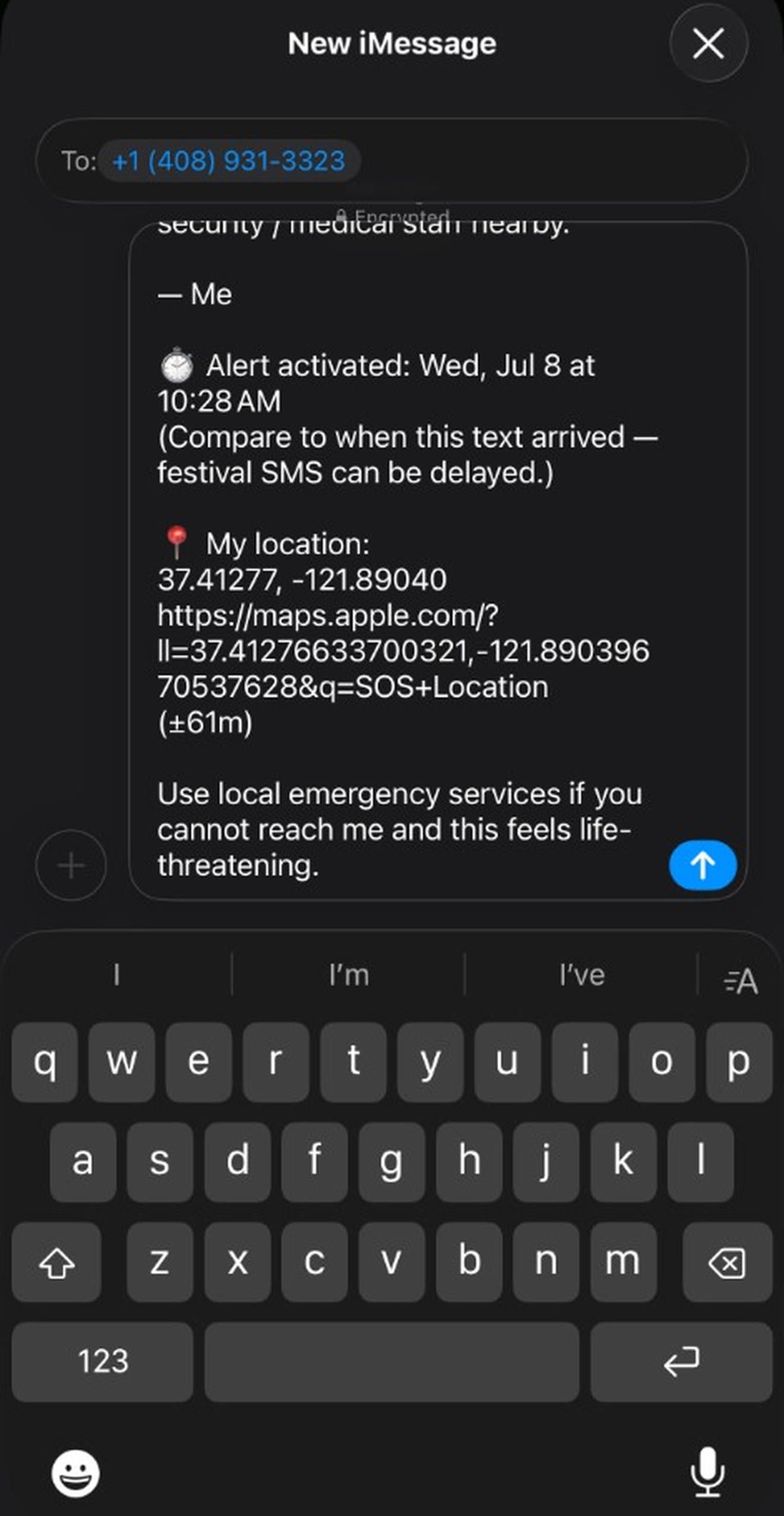 SMS opens in Messages — you tap send